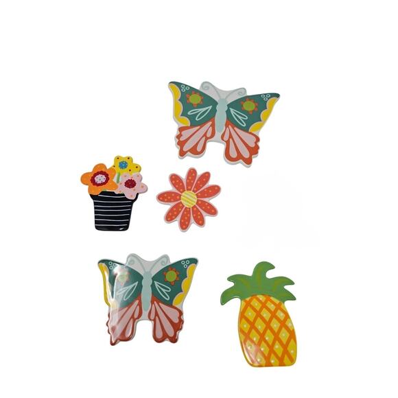 Lot of 5 Coton Colors Happy Everything Ceramic Attachments Spring Floral - Picture 1 of 2